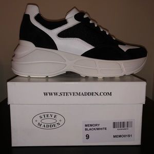 steve madden memory white sneakers